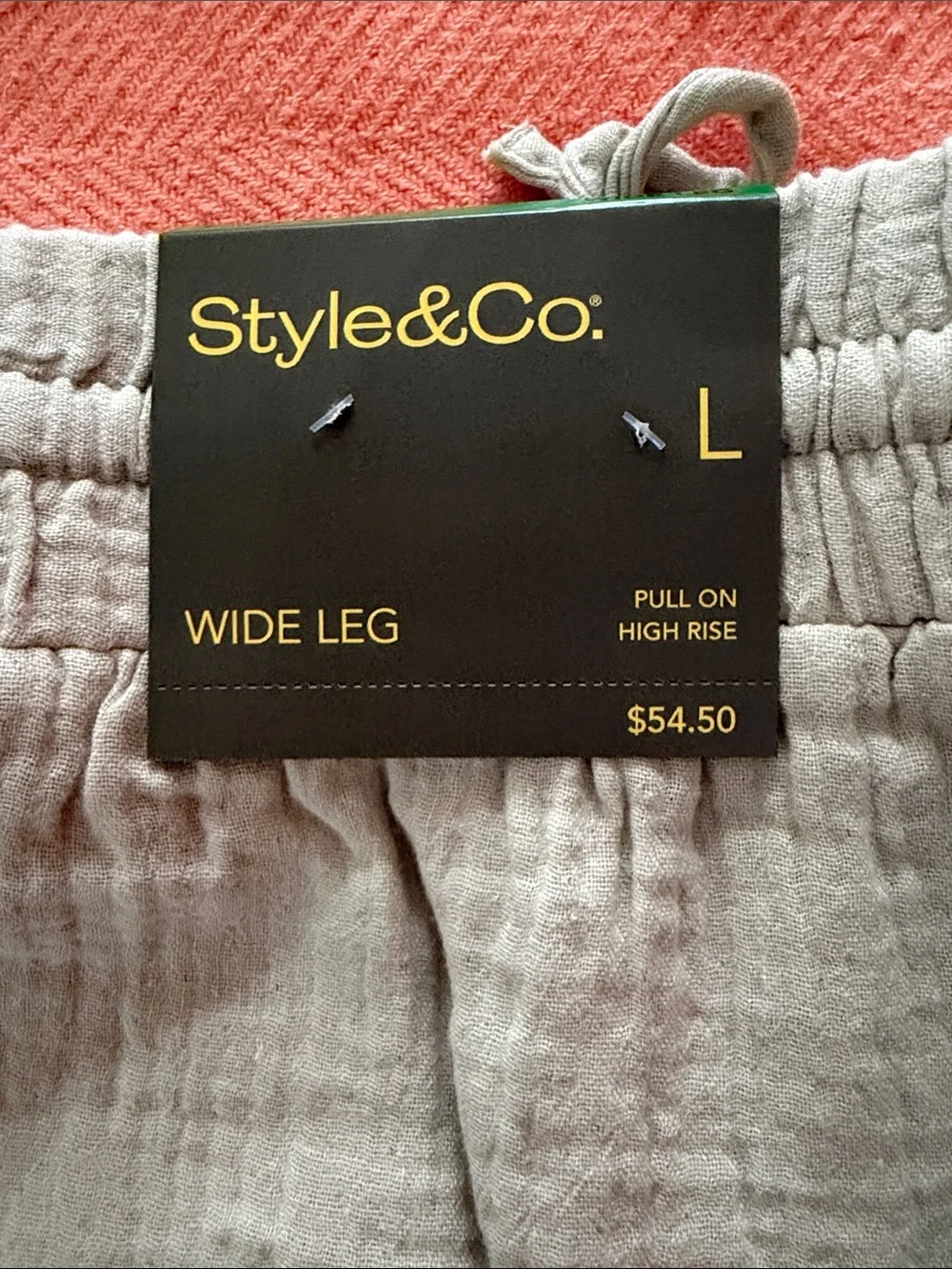 Style & Co. Wide Leg Drawstring Linen-Blend Pants in Beige - Picture 3 of 3